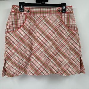 TEHAMA Sz 8 Pink and Green Casual A-Line Skort Skirt Golf Pickleball